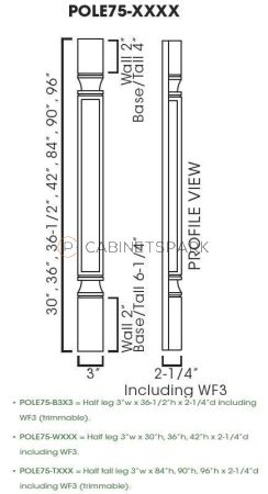 Forevermark AB-POLE75-W336 Half Decor Leg including WF3 | Lait Grey Shaker