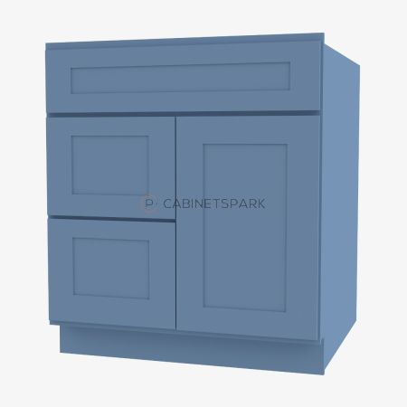 Forevermark AX-S3021DL-34-1/2" Combo Vanity with Left Drawer | Xterra Blue Shaker