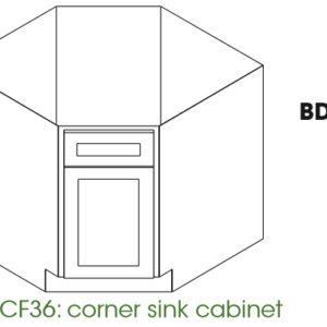 PR-BDCF36 Single Door Cabinets 36 Inch Base Diagonal Corner Sink & Cabinets Cabinet | Petit Brown