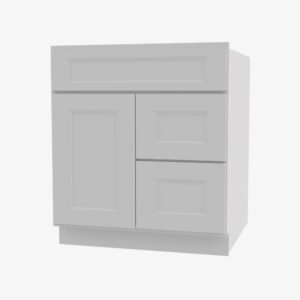 TW-S3021DR-34-1/2 Single Door Cabinets 30 Inch Combo Vanity with Right Drawer | Uptown White