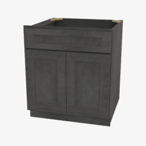 AA-S3621B-34-1/2 Double Door 36 Inch Sink Base Vanity with Drawer Heads | Blaze Black Shaker