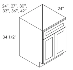 CZ-SB24 Double Door 24 Inch Sink Base Cabinet | Cullian Chanpagne